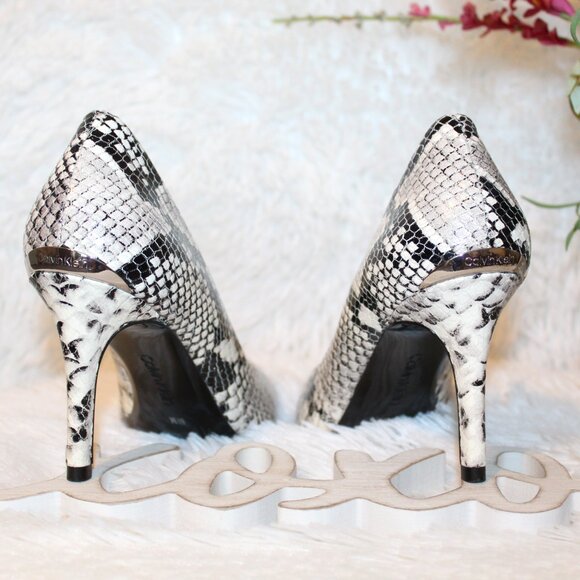 Calvin Klein Gayle Snakeskin-Print Leather Stiletto Pumps - Picture 9 of 13